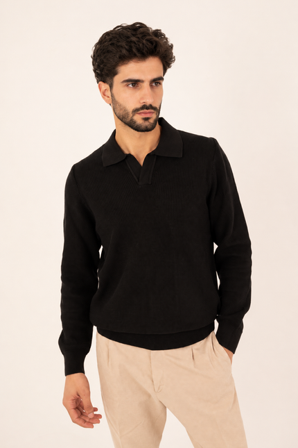 Black Milano Knit Polo