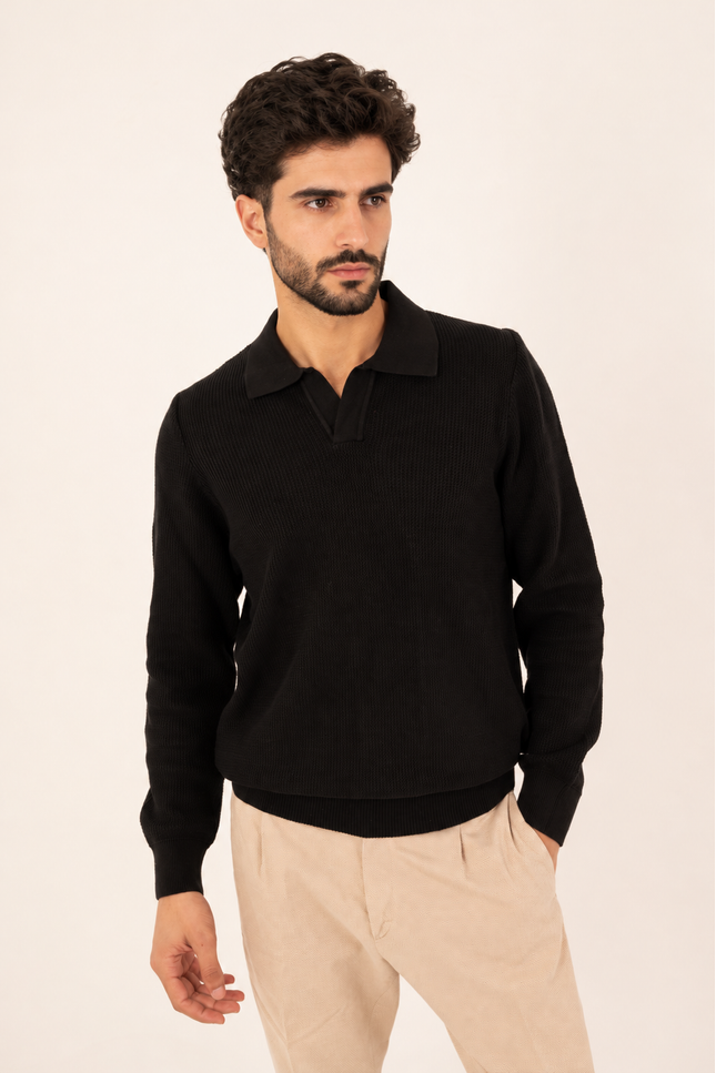 Black Milano Knit Polo