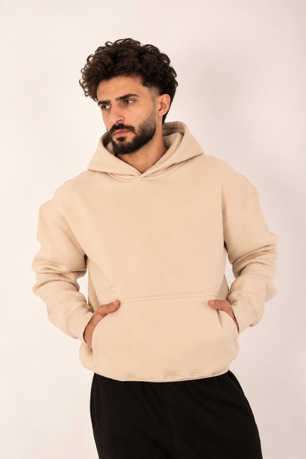 Beige Oversize Fit Hoodie