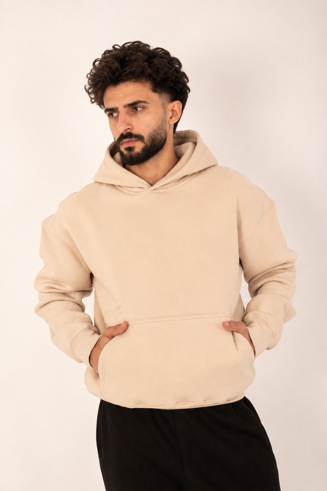 Beige Oversize Fit Hoodie