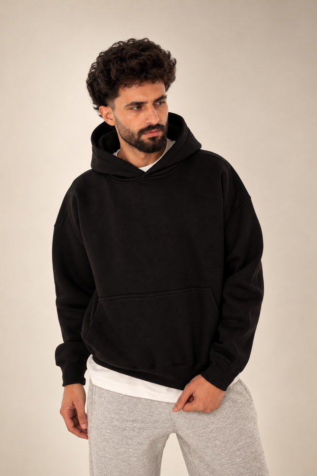 Black Boxy Fit Hoodie