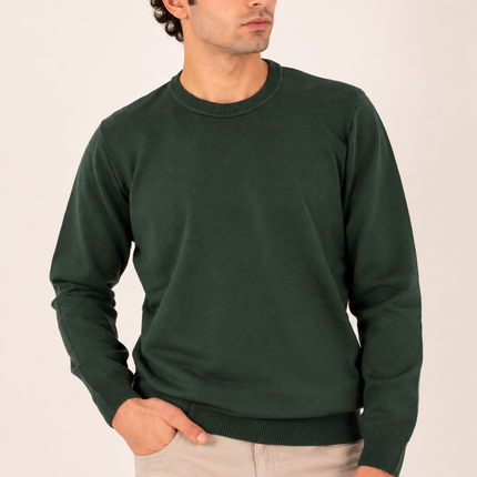Forest Green Ribbed Crew Neck Sweater