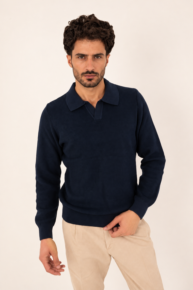 Navy Milano Knit Polo
