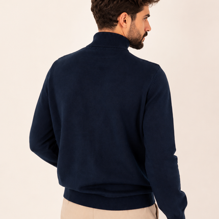 Navy Half Neck Knitted Sweater