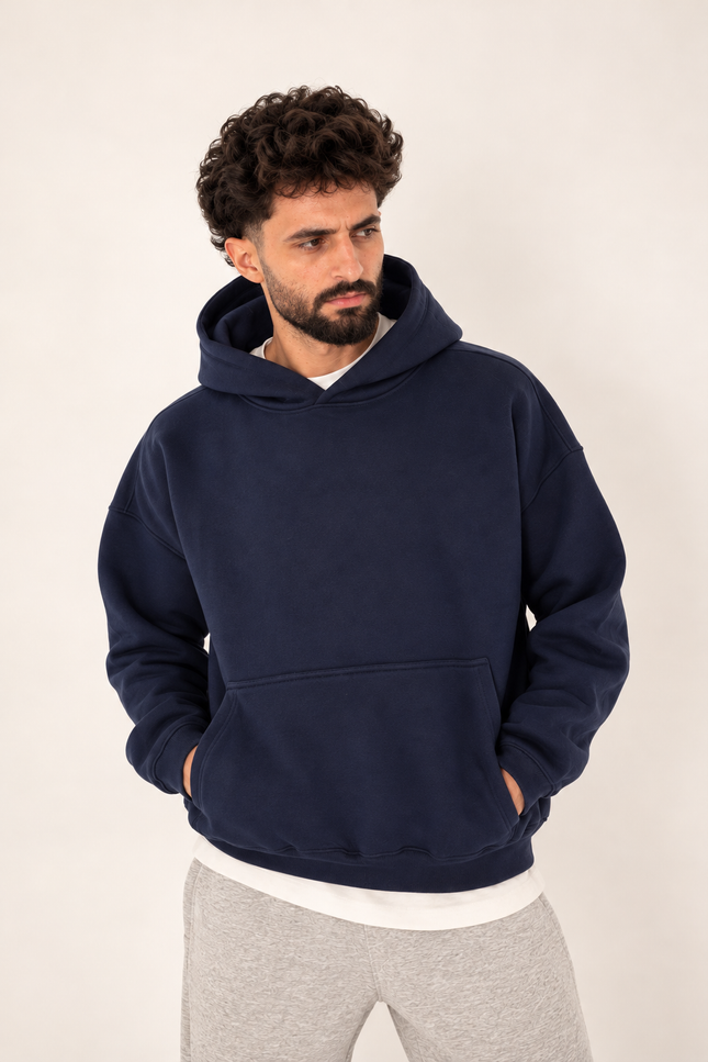 Navy Boxy Fit Hoodie