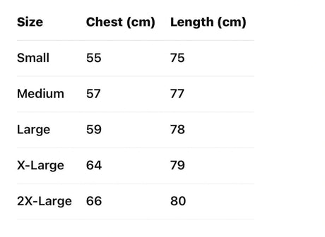 Size chart