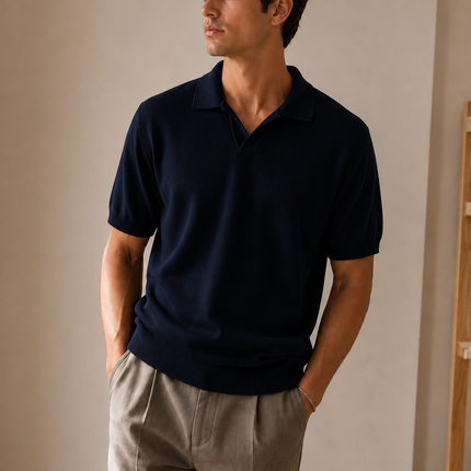 Swiss Knitted Dark Navy Polo