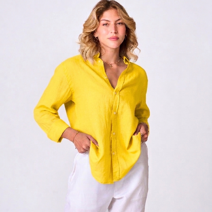 Women's Yellow Linen Shirt