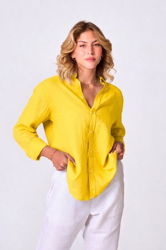 Women's Yellow Linen Shirt