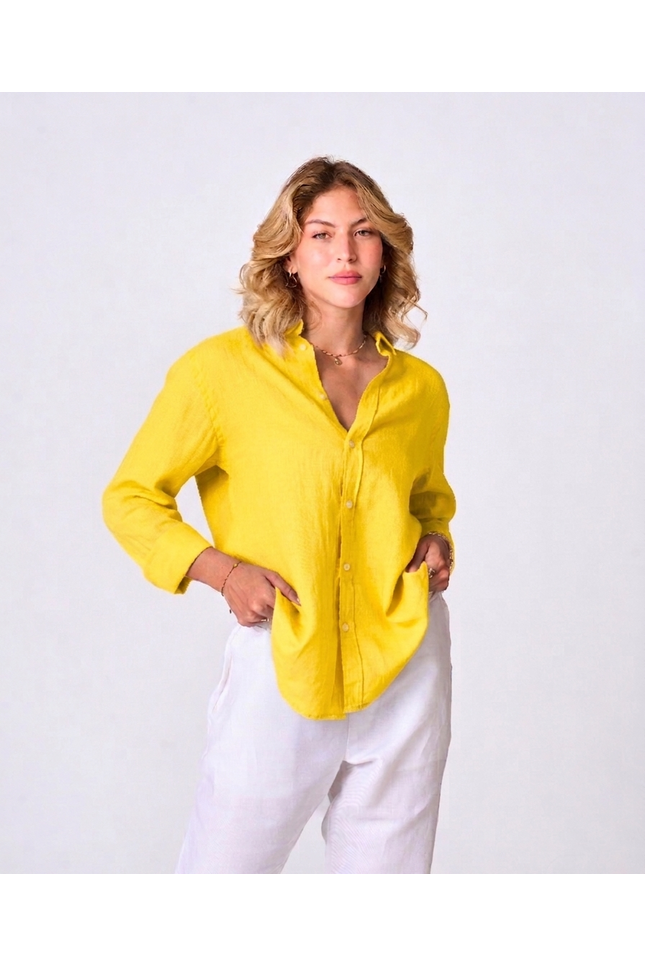Women's Yellow Linen Shirt